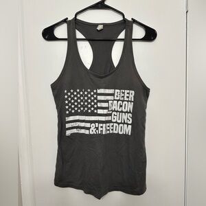 Gray Tank Top with Patriotic Print